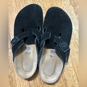Birkenstock Boston Black Suede Clog